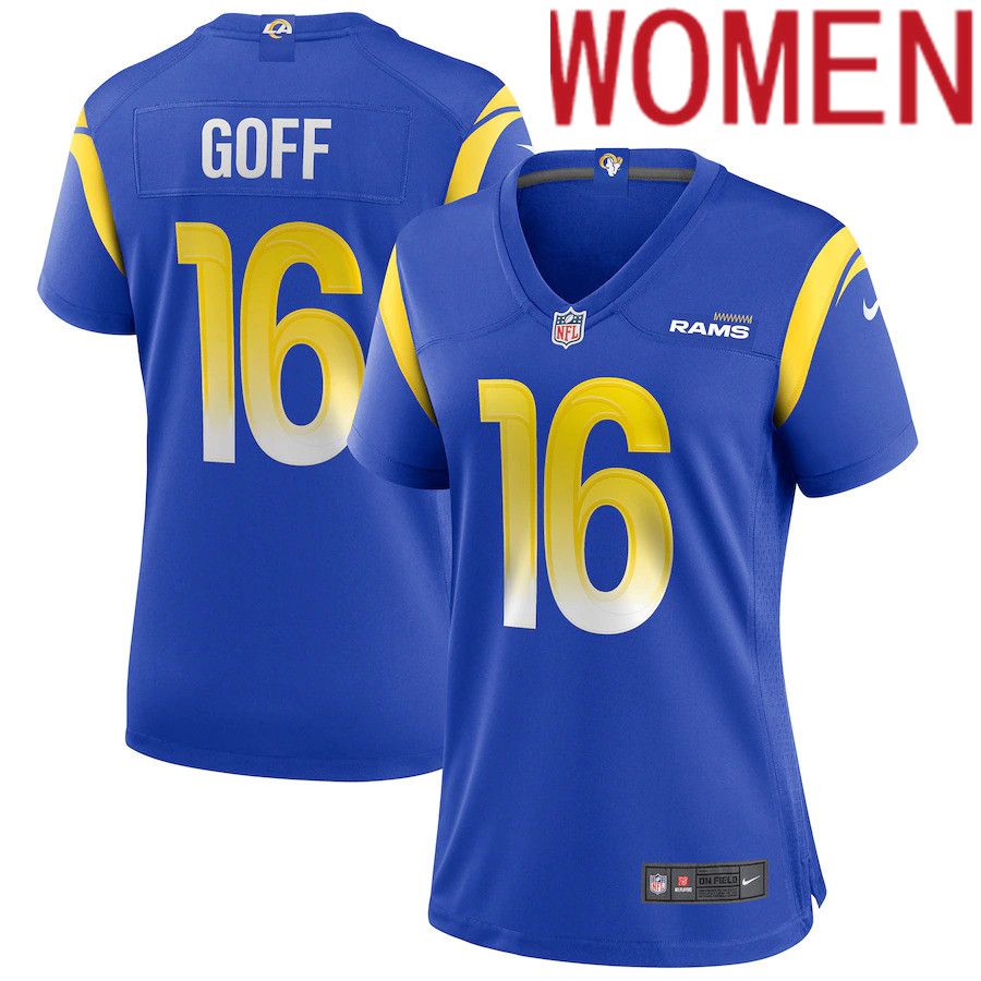 Women Los Angeles Rams 16 Jared Goff Nike Royal Game NFL Jersey